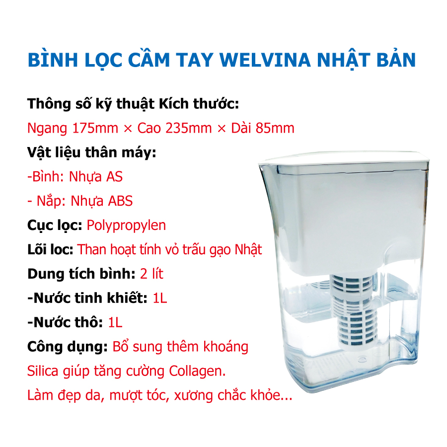 Bình Lọc Nước Welvina (Silica)/ Hàng Nhập Khẩu Nhật Bản