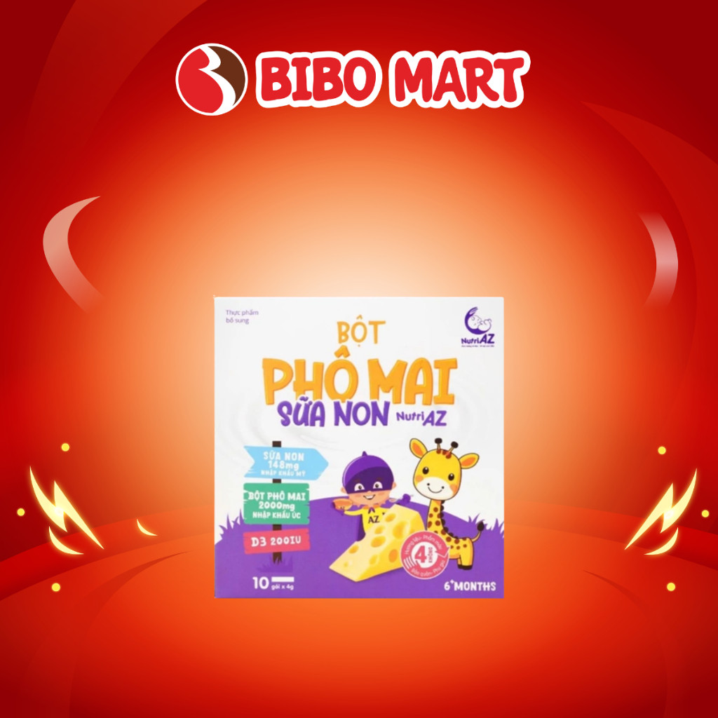 Bột Phomai Sữa Non NutriAZ Hộp 10 Gói Cho Bé Ăn Dặm Từ 6 Tháng - Bibo Mart