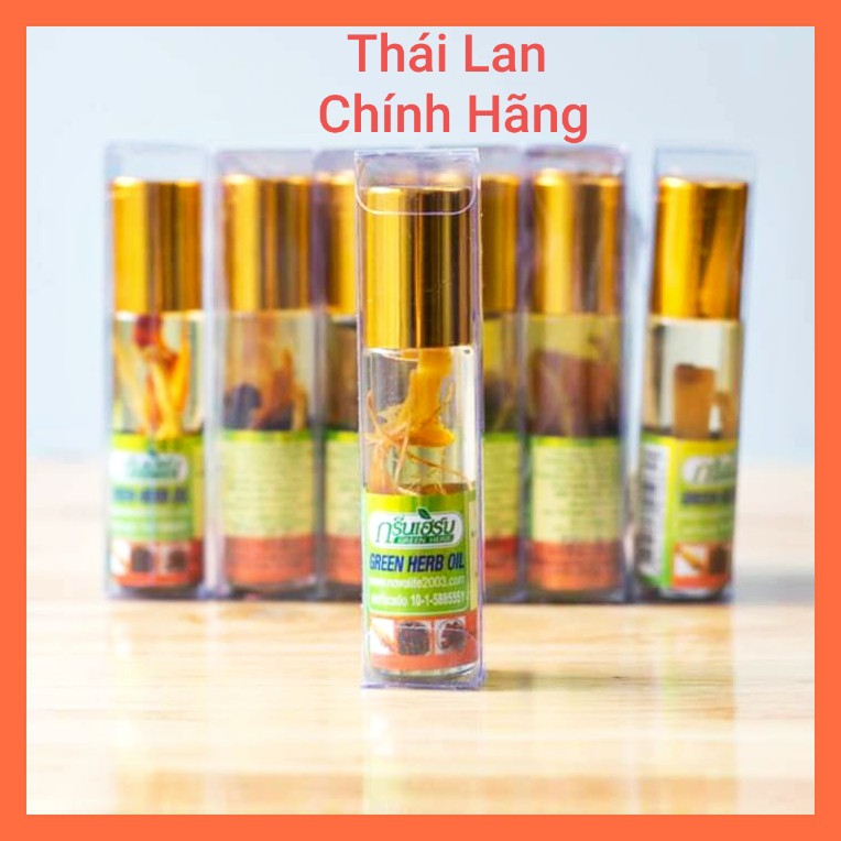 [Hcm](Hàng Xách Tay) Dầu Nhân Sâm Lăn Green Herb Oil Thái Lan Chai 8Ml