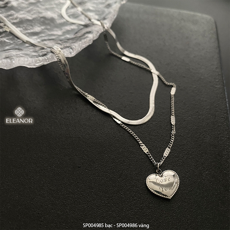 Dây chuyền layer nữ Eleanor Accessories vòng cổ sợi kép phối mặt trái tim phụ kiện trang sức 4985