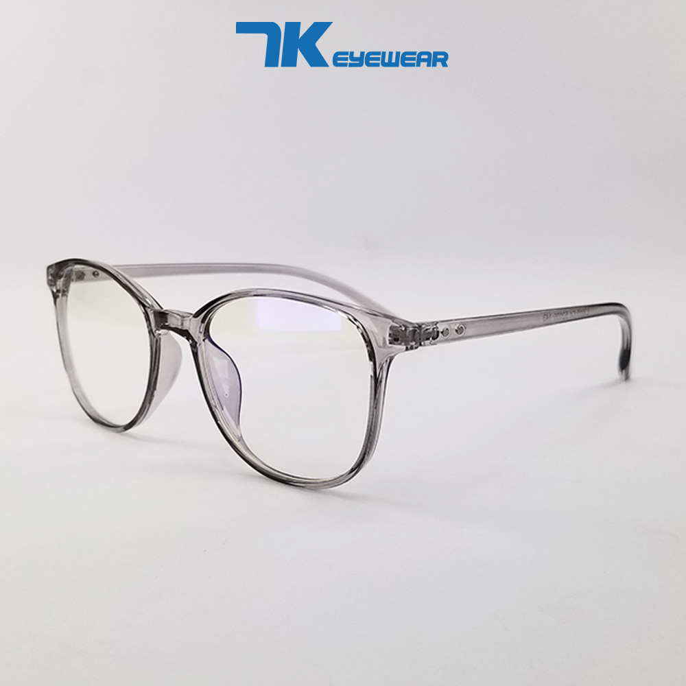 Gọng kính cận nam nữ dẻo mắt tròn màu đen xám khói nâu hồng 7K3010. Tròng giả cận 0 độ chống ánh sán