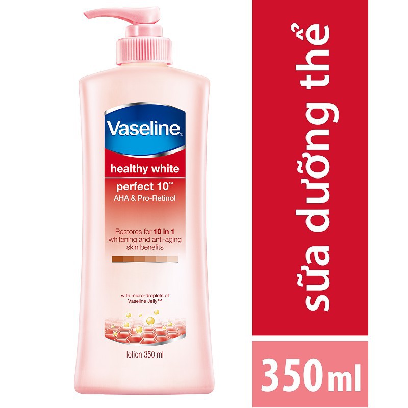 Sữa Dưỡng Thể Vaseline Sáng Da & Ngăn Ngừa Lão Hóa 350Ml Healthy White Perfect 10 Aha & Pro - Retinol