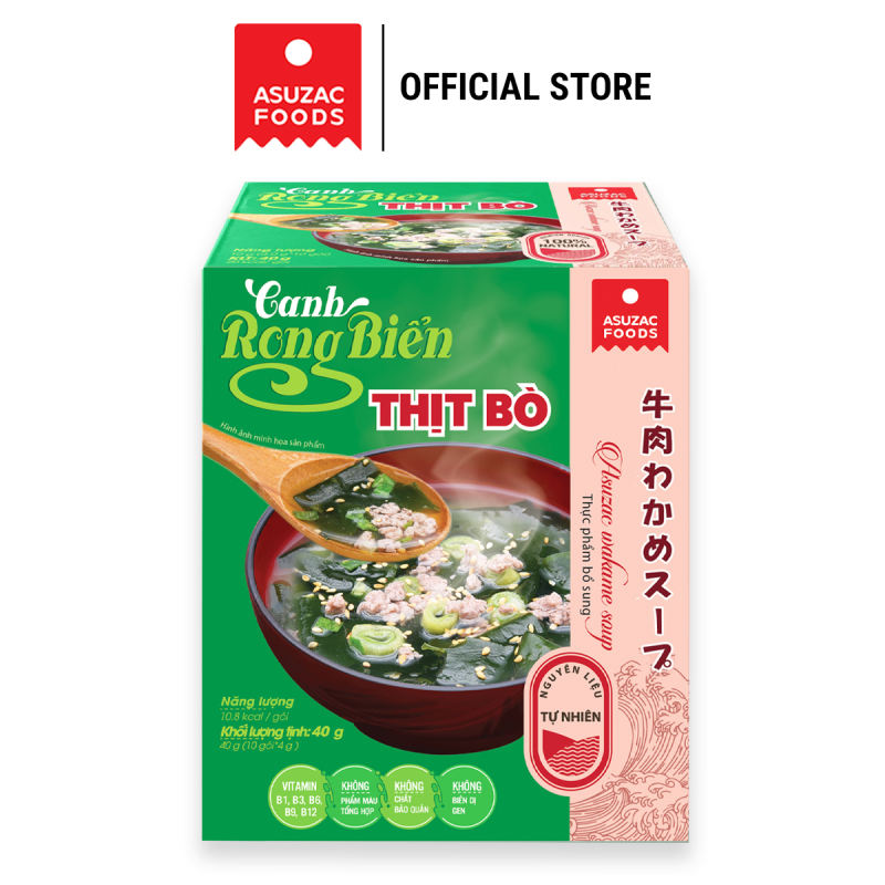 Canh rong biển thịt bò Asuzac hộp 40g (4g x 10 gói)