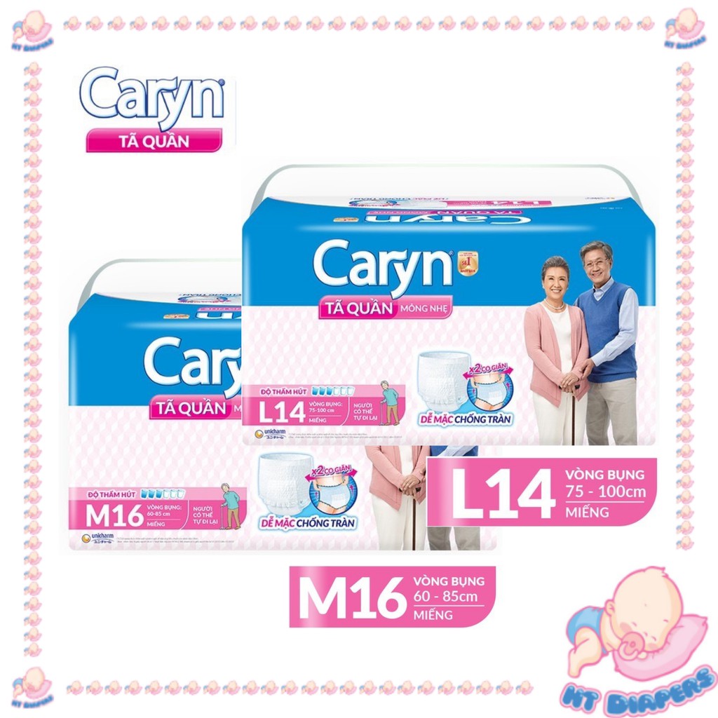 Tã/Bỉm Quần Người Lớn Caryn Size M16 L14 M8 - Dành Cho Người Già Có Thể Tự Đi Lại Được