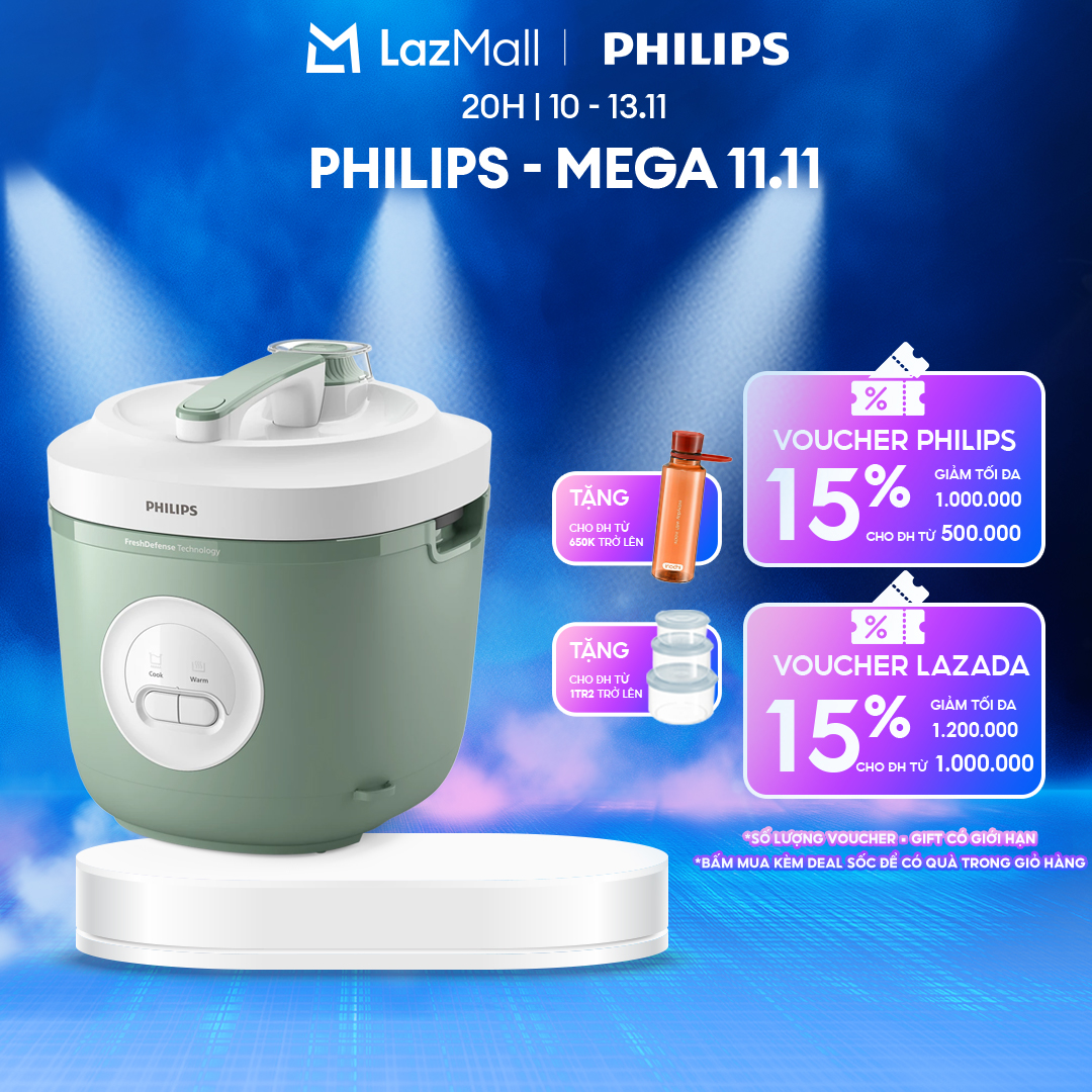 Nồi Cơm Điện Philips HD3212/32 1.8L Xanh Mint - Dòng 3000 Series