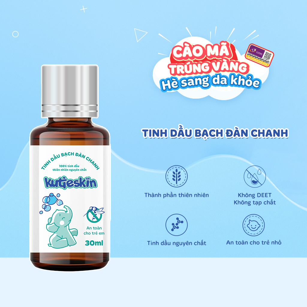 Tinh dầu Bạch đàn chanh tự nhiên Kutieskin ( 5ml - 30ml) giúp đuổi muỗi côn trùng và làm nhanh dịu l