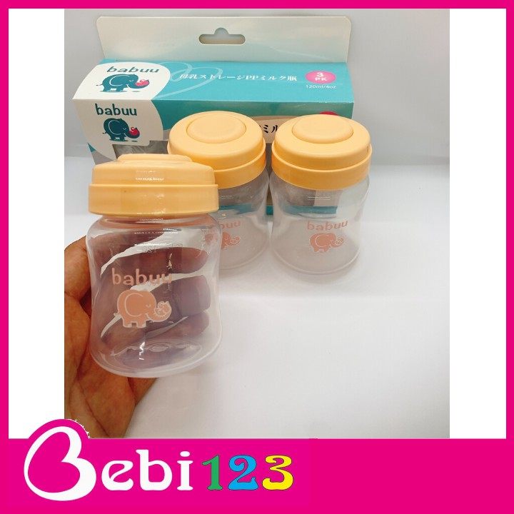 Bộ 3 bình đựng trữ sữa Baby Babuu Nhật Bản 120ml cho mẹ và bé