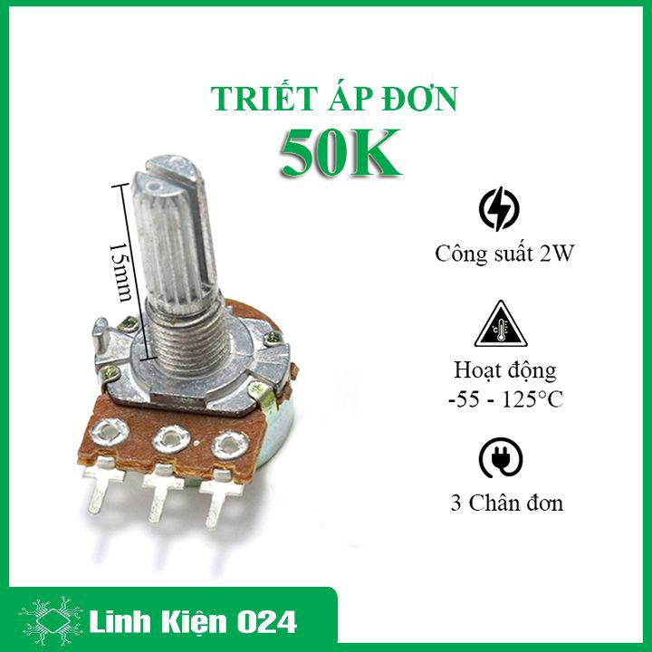 Chiết áp đơn 50K biến trở volume B50K 3 chân