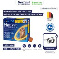 NexGard SPECTRA - Viên nhai phòng & trị nội ngoại ký sinh (ve rận bọ chét ghẻ Demodex Sarcoptes giun) dành cho chó size S (3.5-7.5kg) - 1 hộp 3 viên
