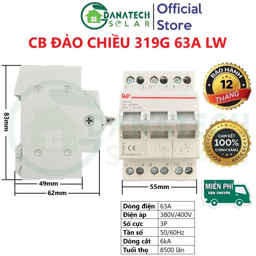 Aptomat đảo chiều 1 pha 3 pha chính hãng LW | Cầu dao đảo chiều chất lượng cao