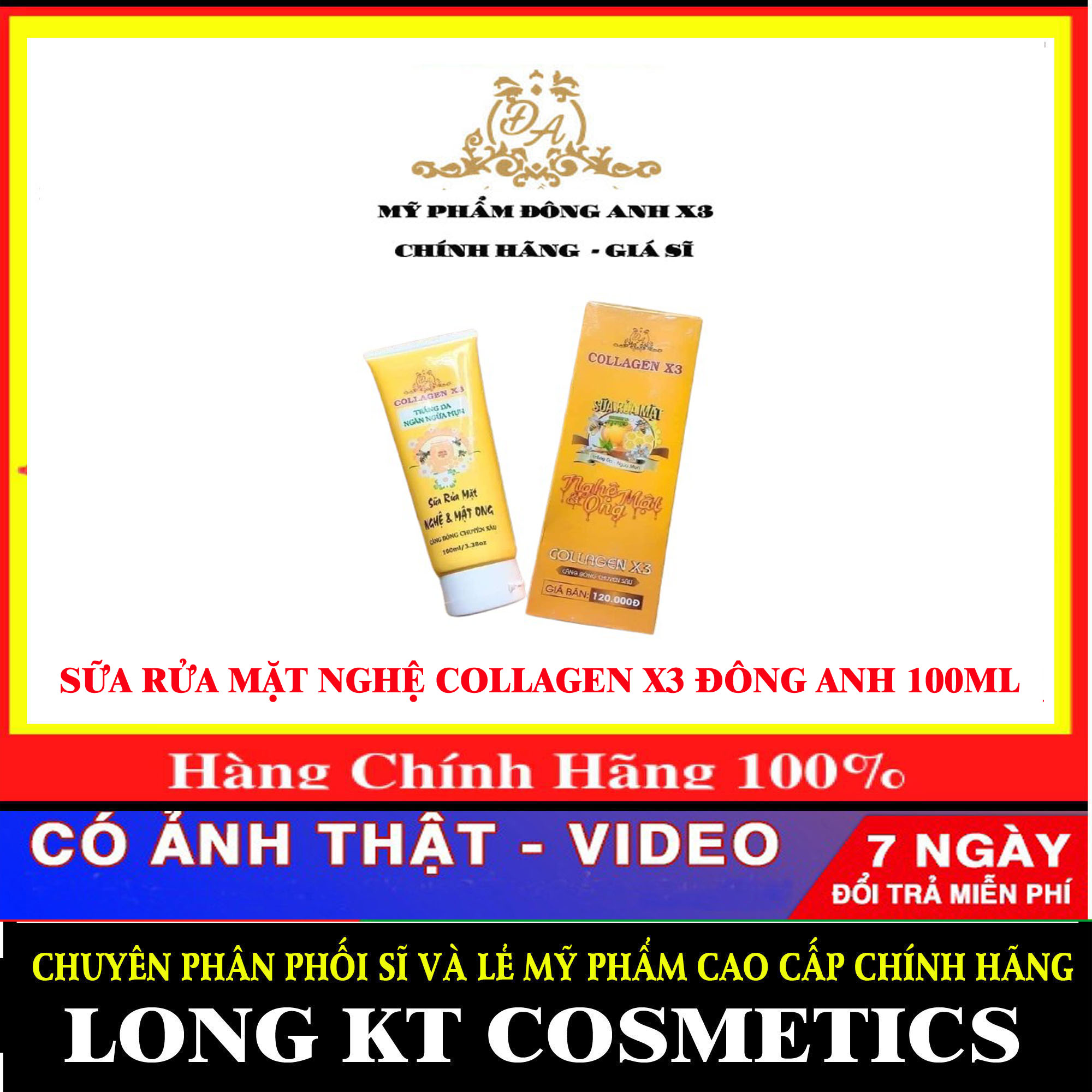 [Team Cào - Chính Hãng - Mỹ Phẩm Đông Anh ] Sửa Rửa Mặt Collagen X3 Sữa Rửa Mặt Colagen X3 Nghệ Mật Ong Công Dụng Trắng Da Ngừa Mụn Diệt Khuẩn Và Lấy Đi Tế Bào Chết Tinh Chất Nghệ 100Ml