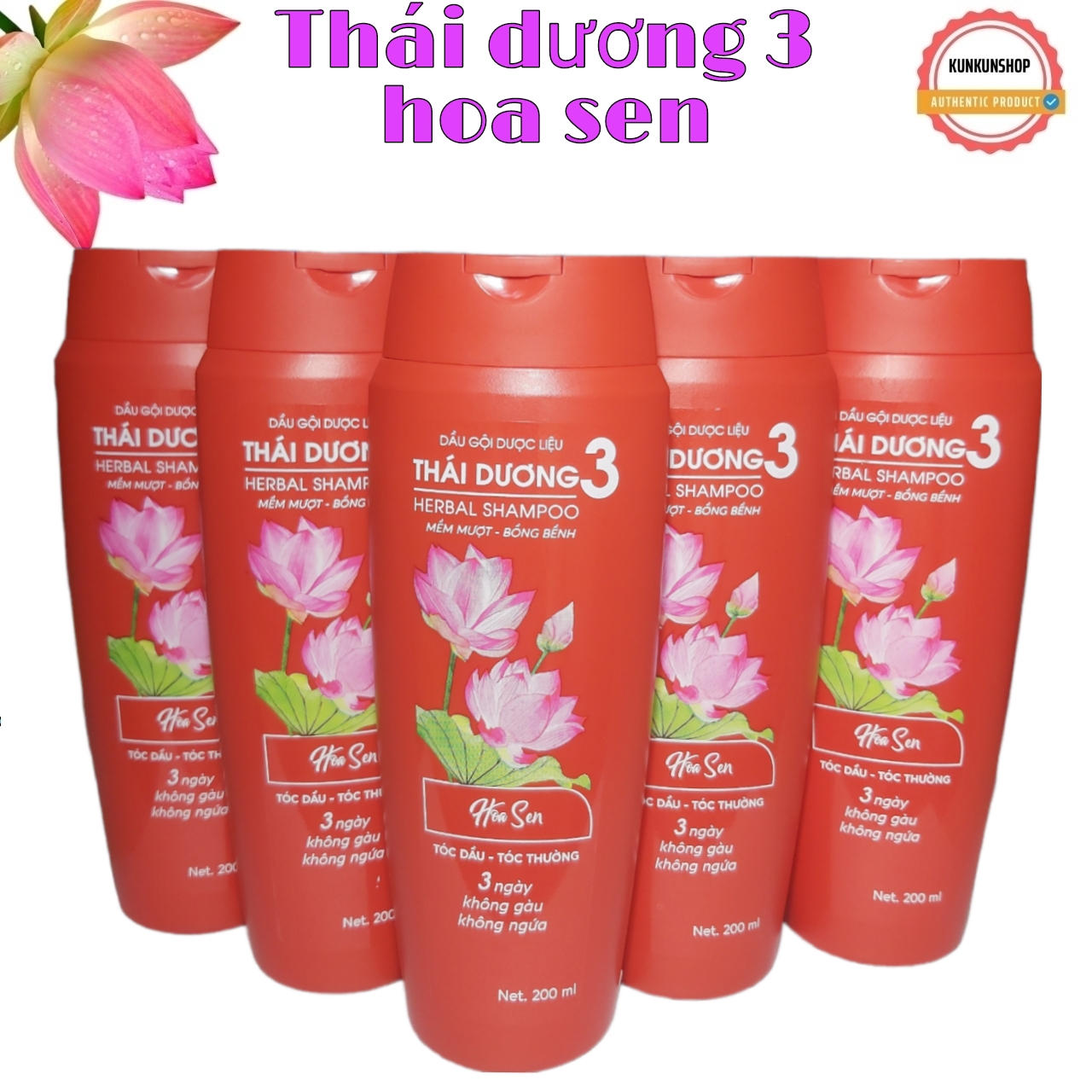 HOÀN TIỀN 15% - Dầu gội dược liệu Thái Dương 3 hương Hoa Sen chai 200ml - 500ml- Sao Thái Dương kunk