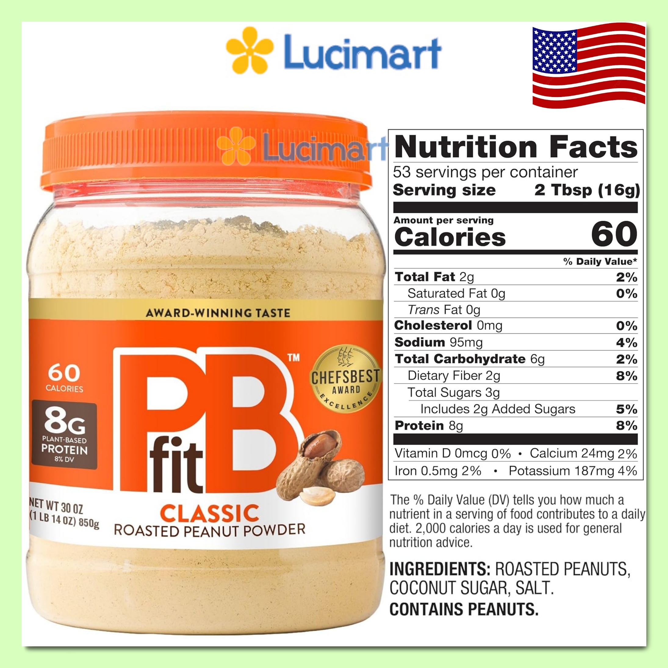 Bột bơ đậu phộng PBfit Peanut Butter Powder các loại [Hàng Mỹ]