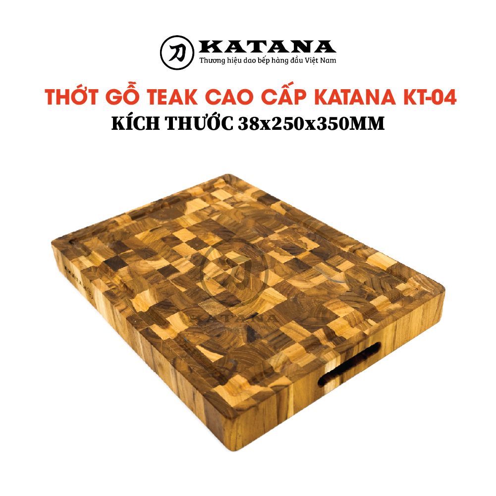 Thớt gỗ băm chặt KATANA - thớt gỗ teak cao cấp chữ nhật - thớt gỗ teak ghép đầu cây đạt vệ sinh an t