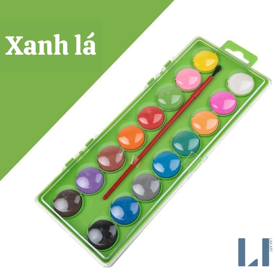 Hộp 16 màu nước nén solid watercolor không độc hại thân thiện với môi trường.
