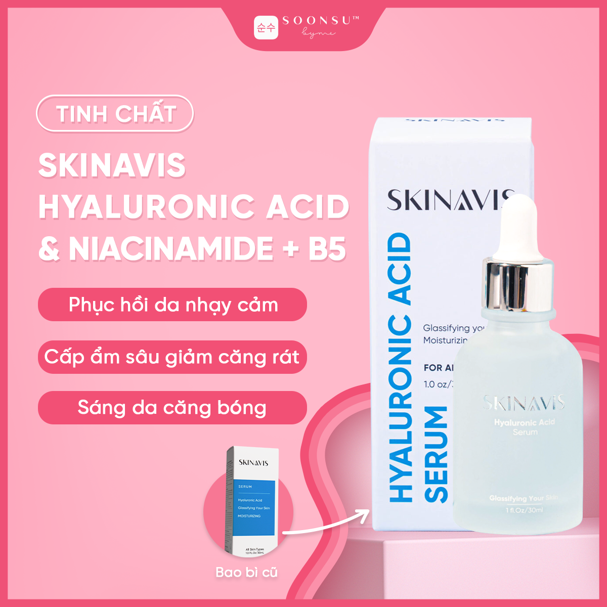 Tinh Chất Cấp Ẩm Phục Hồi SKINAVIS Hyaluronic Acid & Niacinamide + B5