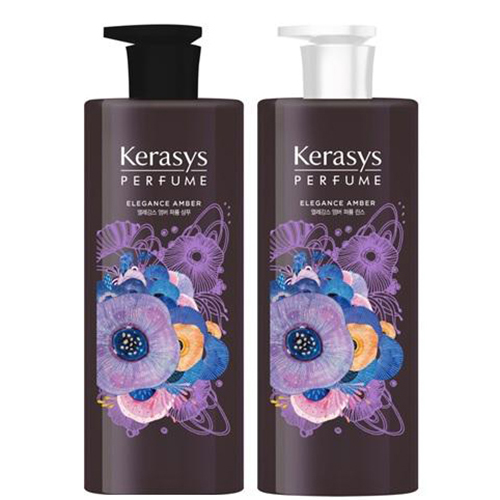 Cặp Gội Xả Nước Hoa Hương Violet Tím Và Hoa Diên Vỹ Kerasys Elegance Amber Hàn Quốc 600Ml