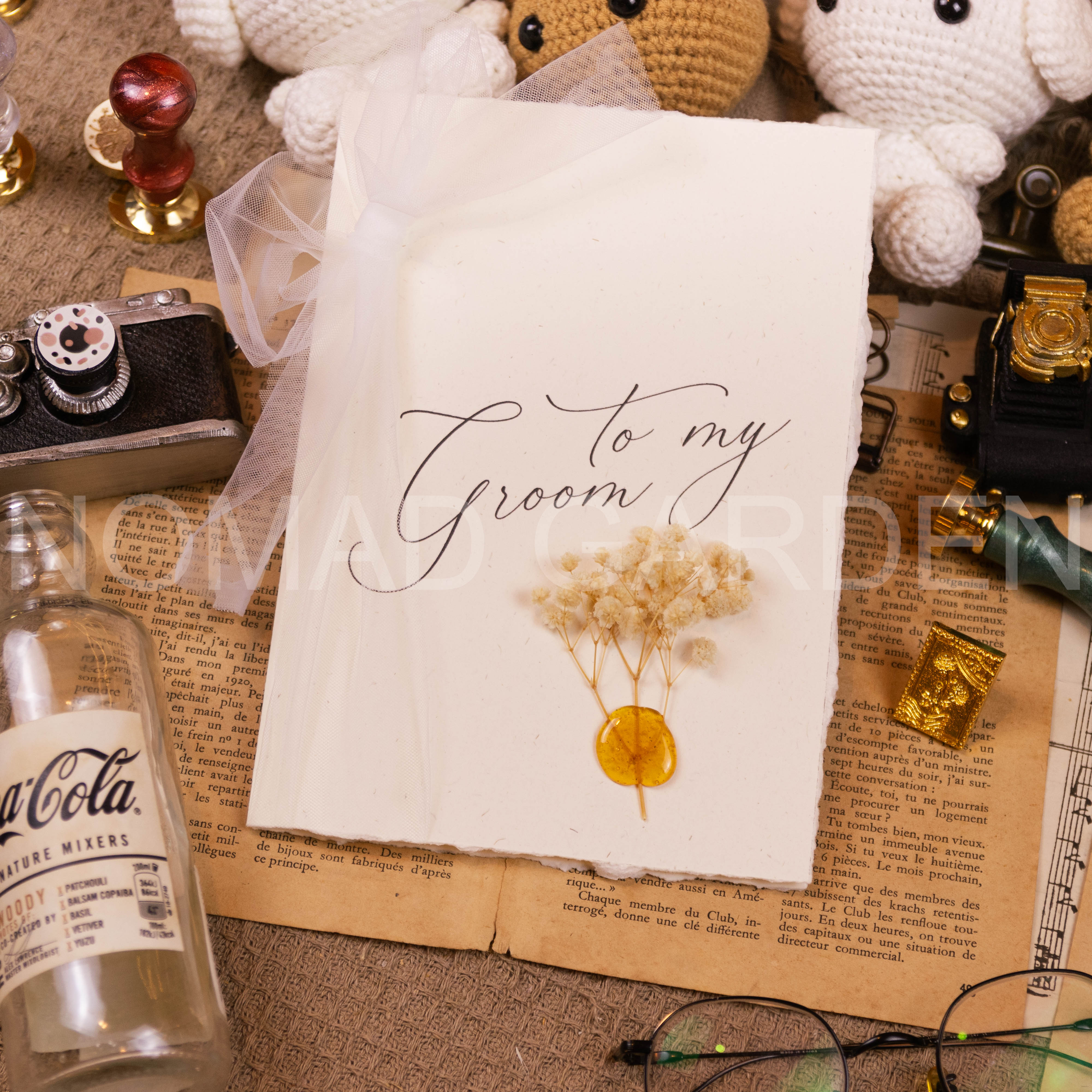 Mẫu 9 - Thiệp Gập TO MY GROOM-TO MY BRIDE Vintage For Wedding - HIS VOWS-HER VOWS - Handmade By NOMA