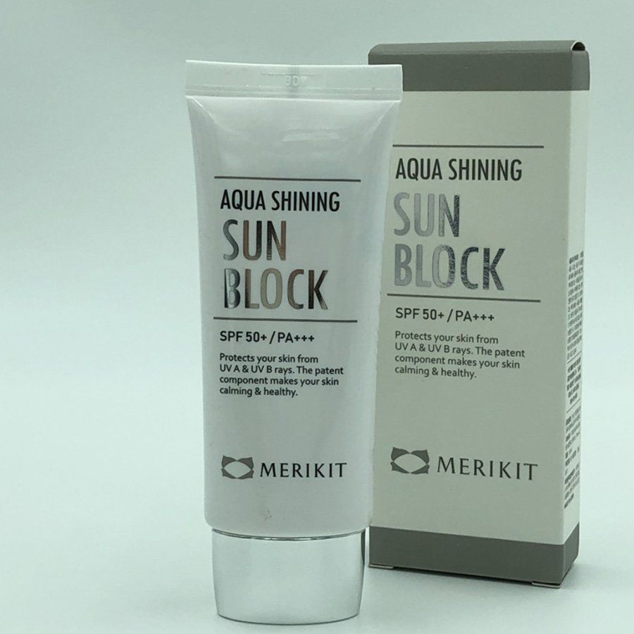 AQUA SHINING SUNBLOCK MERIKIT - Kem Chống Nắng  Nâng tone da 60ml Phù hợp cho da nhạy cảm lăn kim & phi kim.