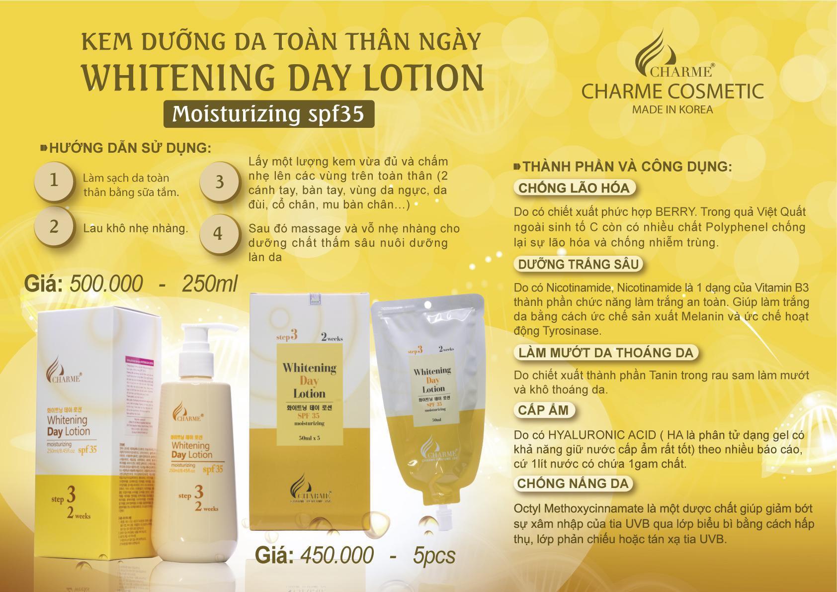 Kem dưỡng Body Ngày hàn quốc chính hãng(whitening day lotion) 5 típ/hộp