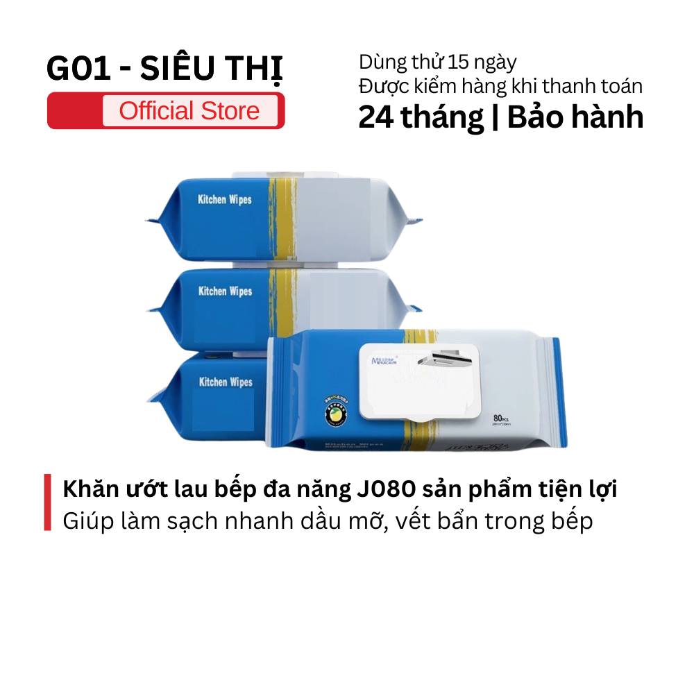 Khăn ướt lau bếp đa năng J080 sản phẩm tiện lợi giúp làm sạch nhanh dầu mỡ vết bẩn trong bếp