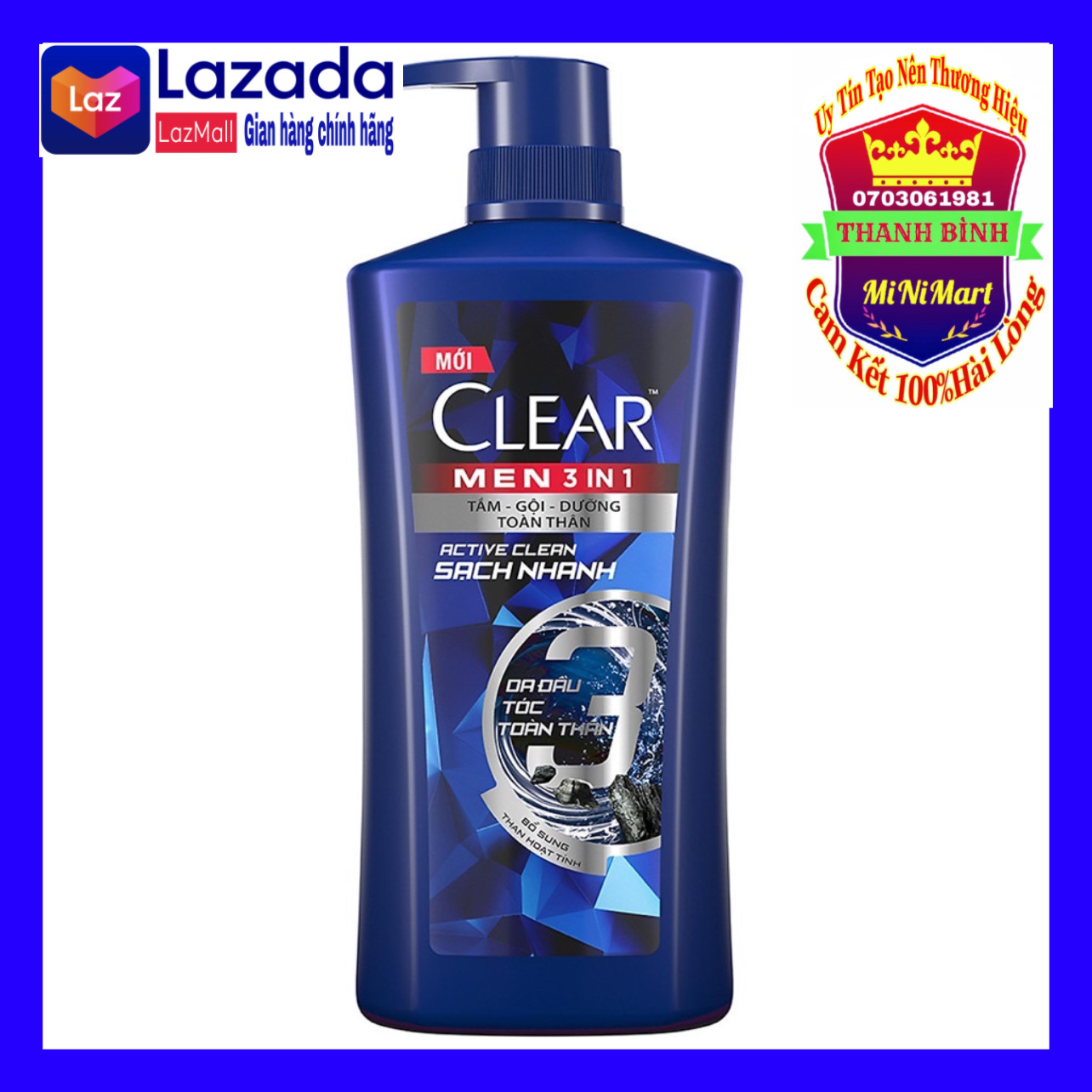 Dầu Tắm Gội Clear Men 3In1 - Chai 630G