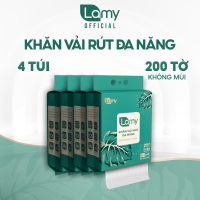 [LAMY OFFICIAL]_Thùng 4 khăn vải khô đa năng Lamy 200 tờ dạng túi rút treo tường lau mặt tẩy trang khăn lau cho bé