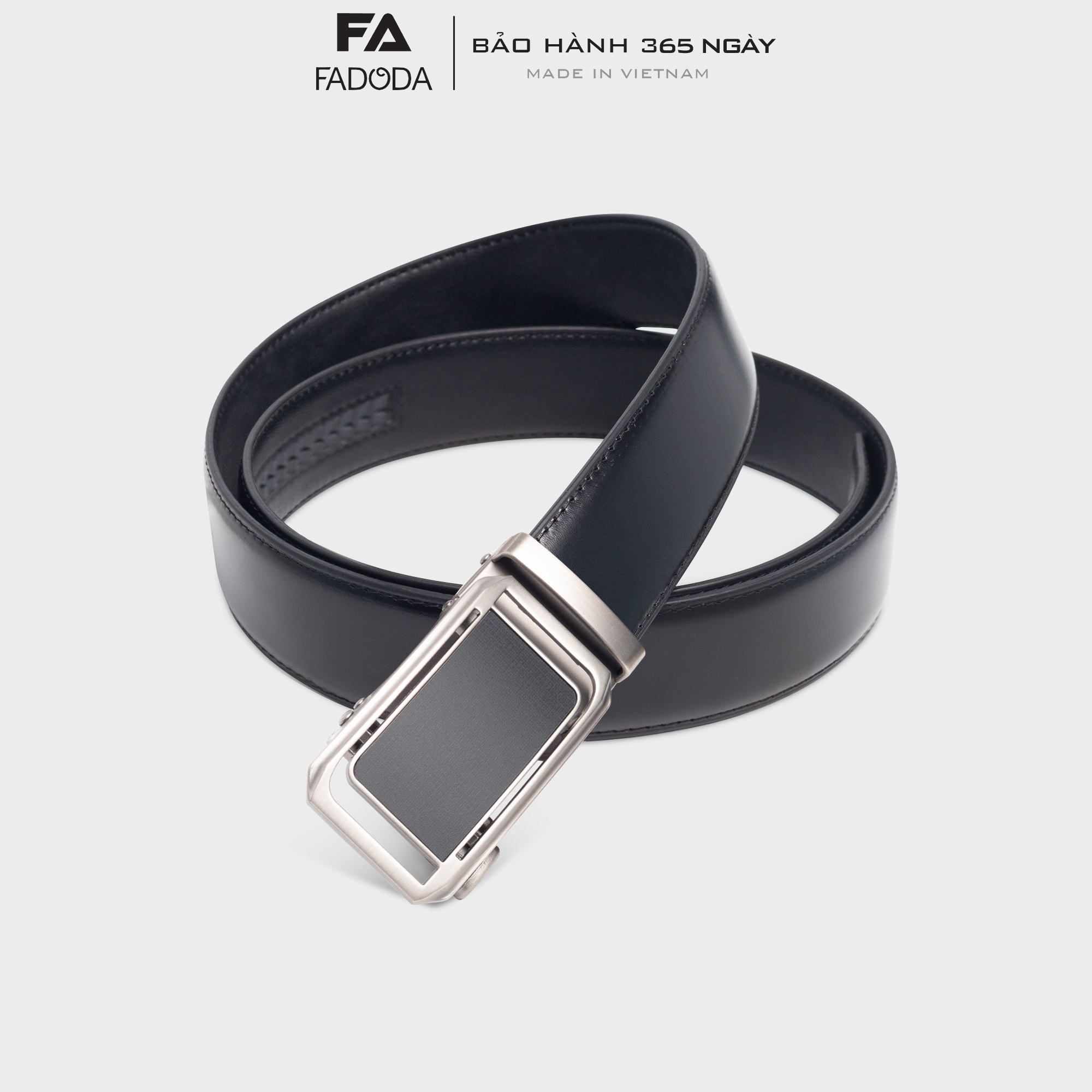 Thắt lưng nam da bò Fadoda FMT8 mặt đen