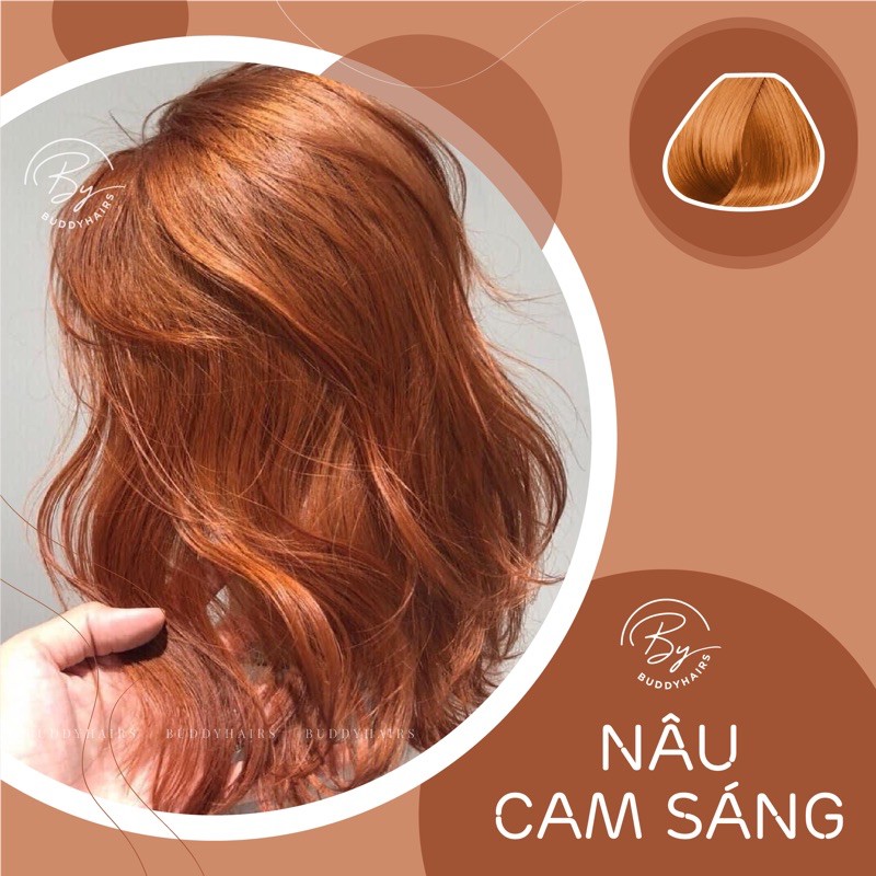 Thuốc Nhuộm Tóc Không Cần Tẩy Nâu Cam Sáng Độc Quyền Buddyhairs - Tặng Kèm Trợ Nhuộm Găng Tay Mũ Trùm.