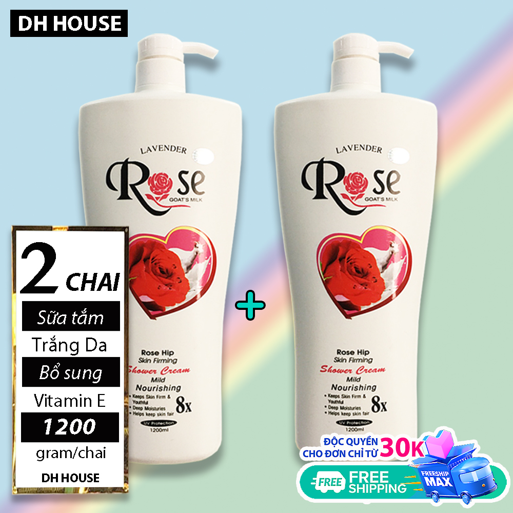 [Hcm][ Combo 2 Chai ] Sữa Tắm Dê Rose 8X Cao Cấp Xuất Bungari Chai Khổng Lồ 1200Ml X 2 Chai (Date: 36 Tháng)