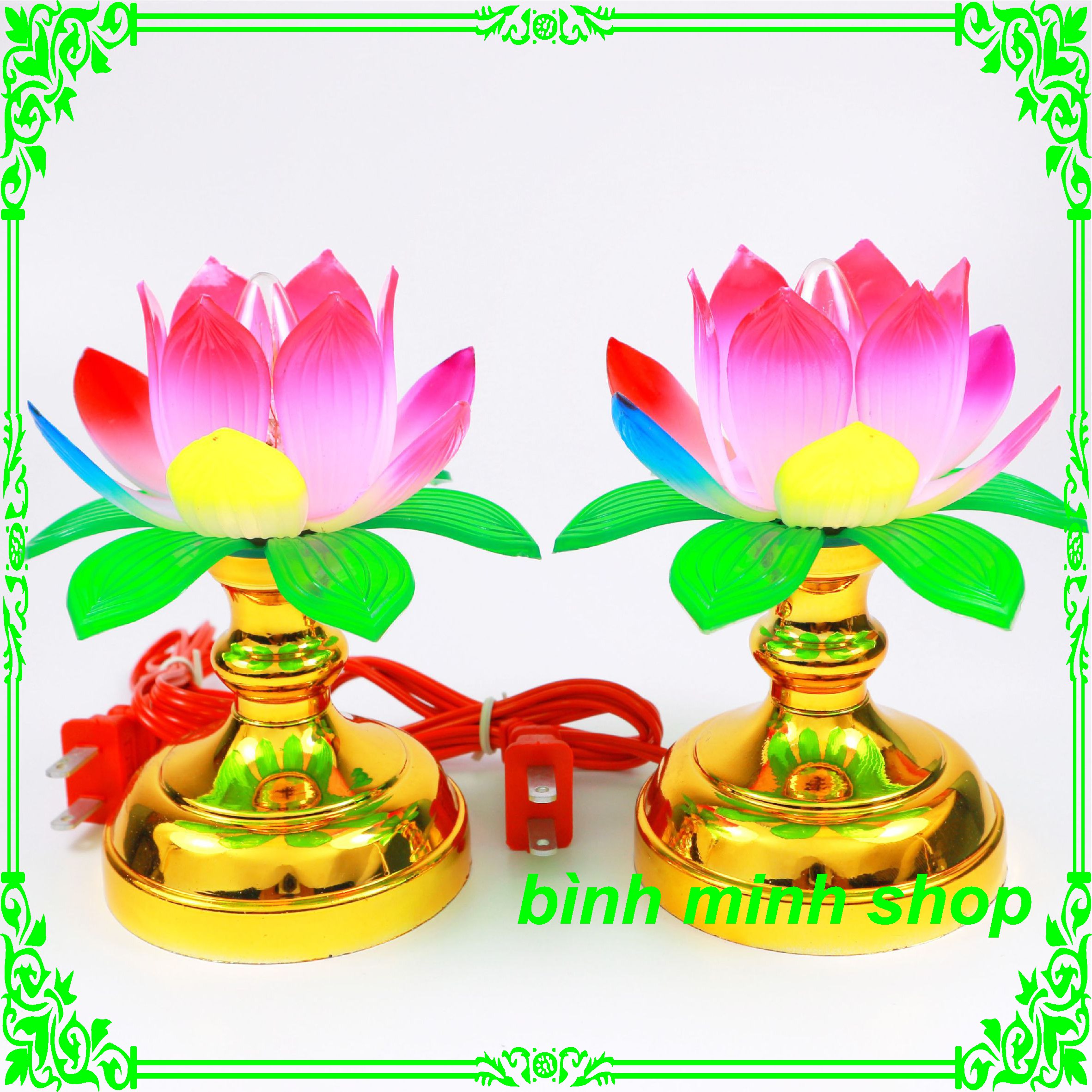 [ Hàng loại 1 ] Bộ 2 đèn thờ cúng hoa sen chuyên dùng cho bàn thờ tổ tiên ông bà thờ phật ông địa thờ thần tài - 2 đèn thờ - 2 đèn thờ