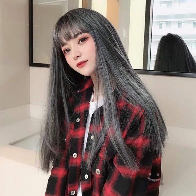 Tóc Giả Nữ Đẹp 💖𝑭𝑹𝑬𝑬𝑺𝑯𝑰𝑷💖 Tóc Giả Nguyên Đầu Thẳng Màu Xám Lạnh