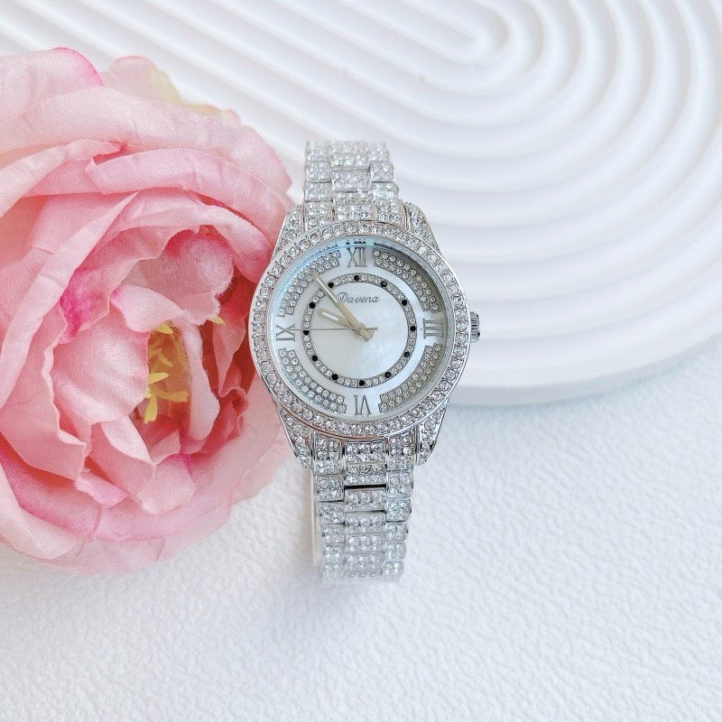 Đồng hồ nữ đeo tay cao cấp Davena D60556 dây thép đính đá chống nước chính hãng size 38mm fullbox  shop kiwi