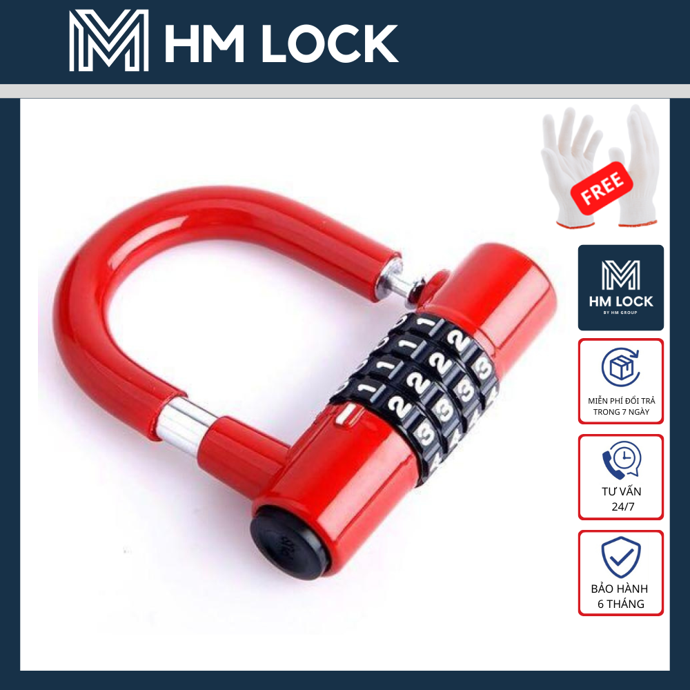 Ổ Khoá 4 Số chữ U ANTEHLE - Khoá chống trộm thắng đĩa - HM LOCK