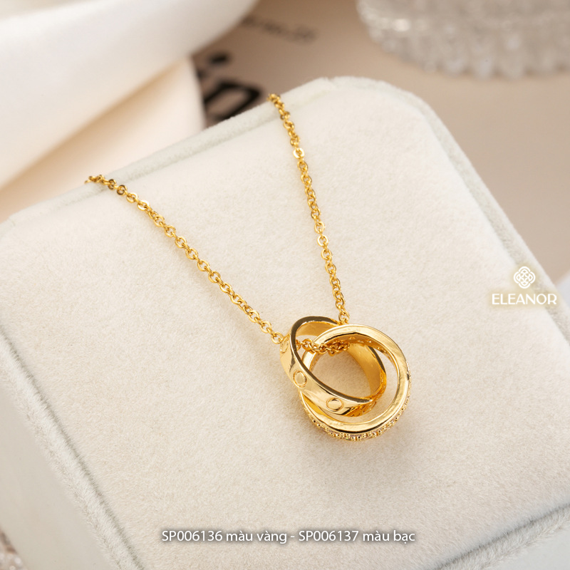 Dây chuyền nữ titan Eleanor Accessories vòng cổ hình tròn đính đá phụ kiện trang sức 6136