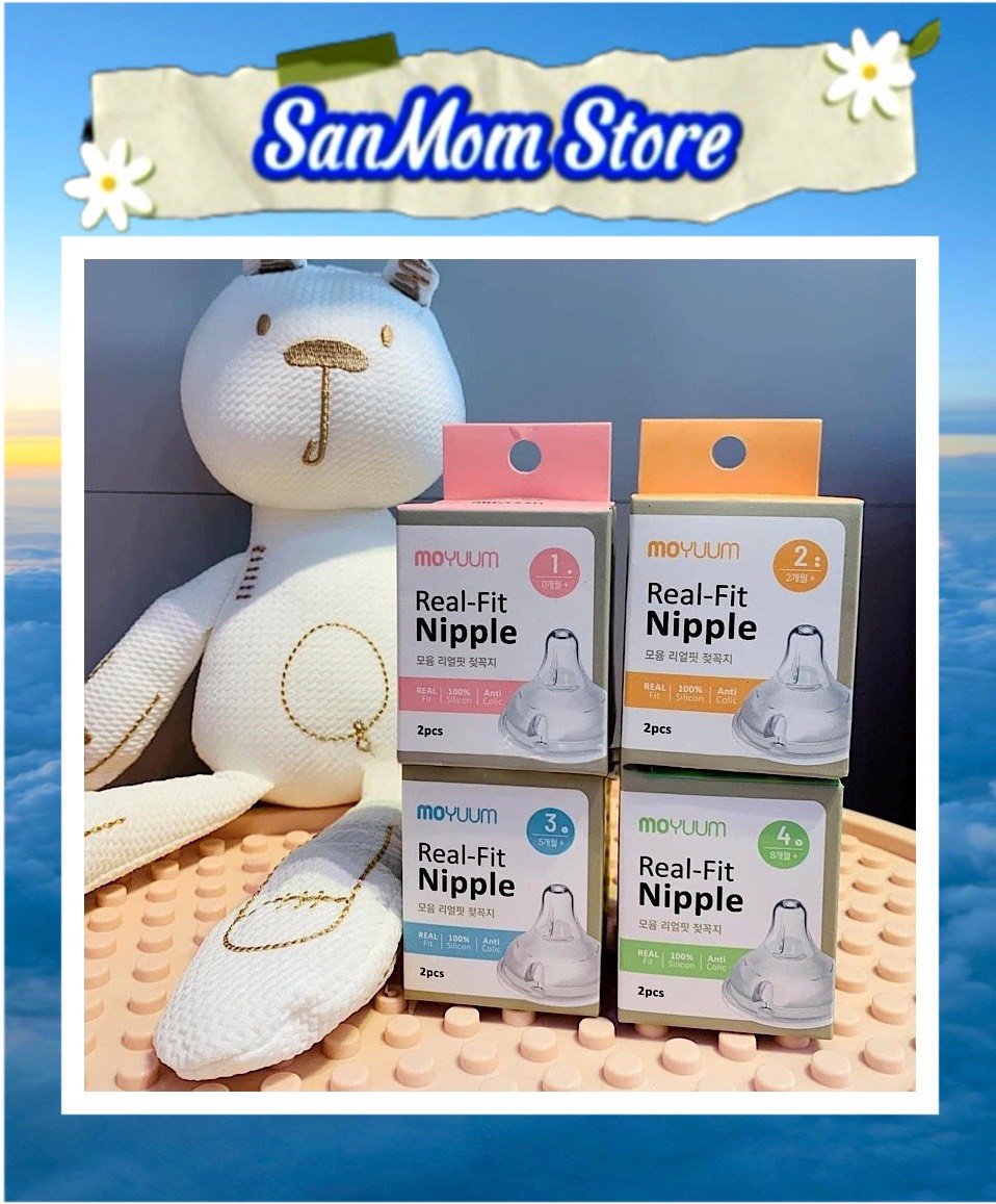 Núm Ti Bình Moyuum Hàn Quốc Đủ Size 1/2/3/4 Hàng Chuẩn Chính Hãng Siêu Mềm