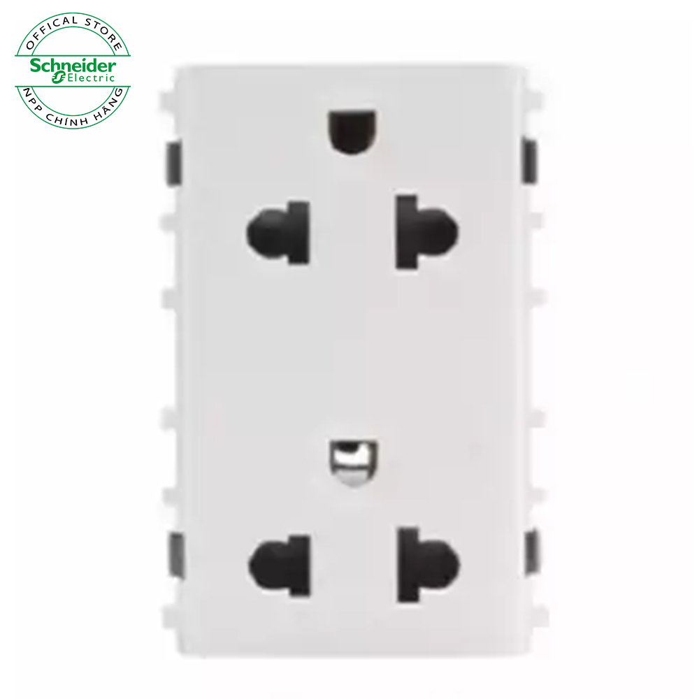 Ổ cắm đôi 3 chấu 16A size L - Màu Trắng gắn với mặt nạ 3 - Dòng S-Flexi - ổ cắm Schneider Electric -