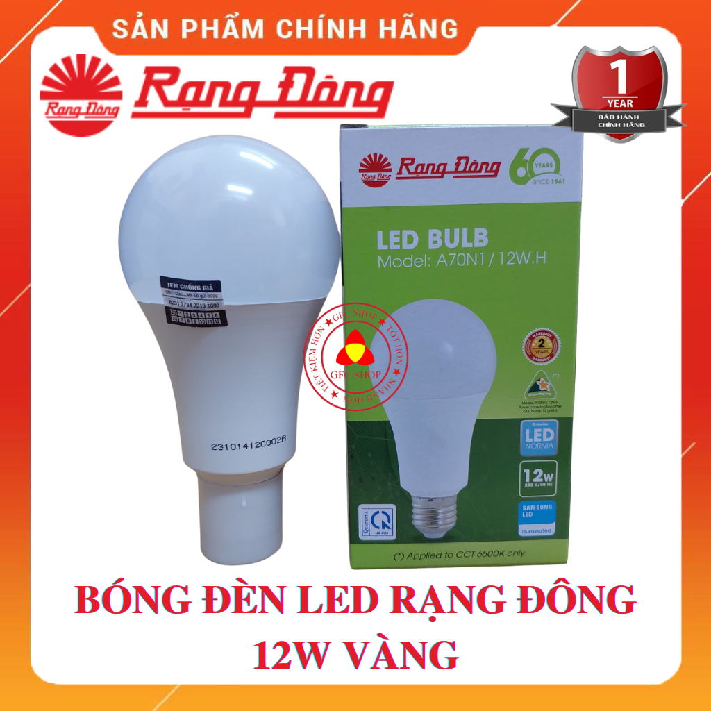 Bóng đèn LED Rạng Đông 3W 5W 7W 9W 12W 15W - Ánh sáng trắng vàng - Bảo hành chính hãng 1 năm