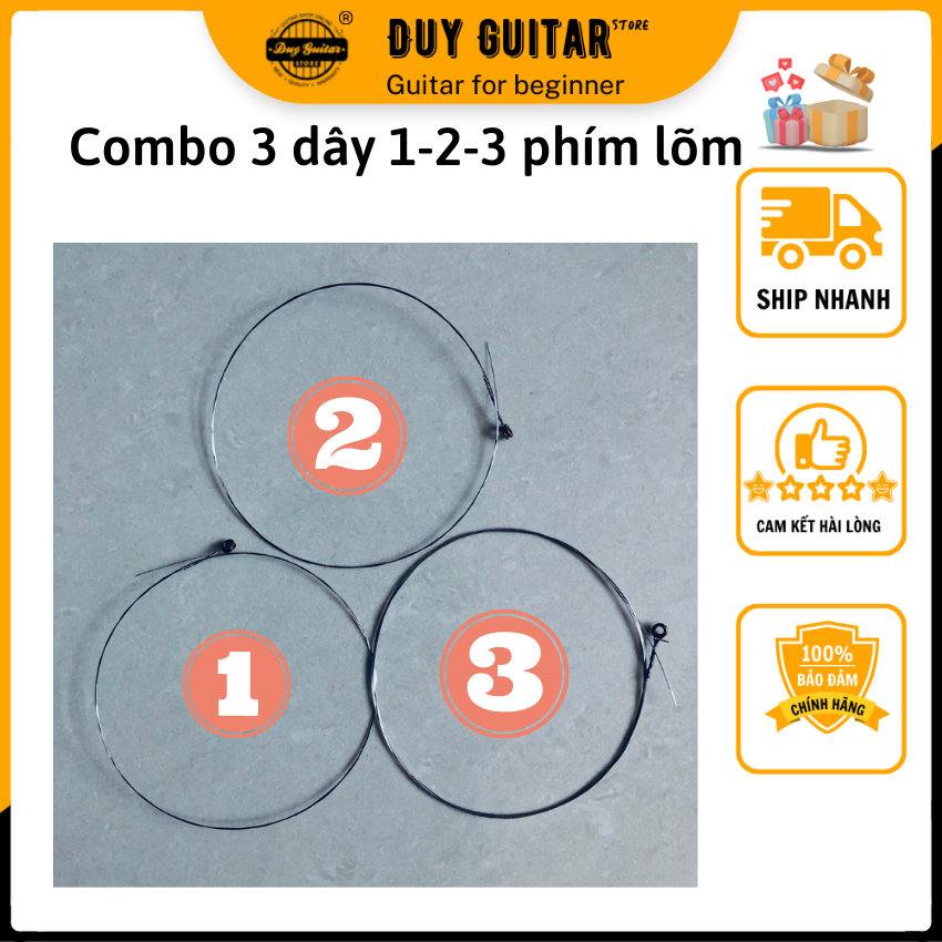 Combo 3 dây lẻ dây đàn guitar phím lõm số 1 2 3 Dành cho đàn guitar thùng vọng cổ đờn ca tài tử cải 