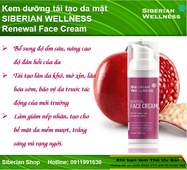 [HCM]Kem dưỡng tái tạo da mặt SIBERIAN WELLNESS Renewal Face Cream