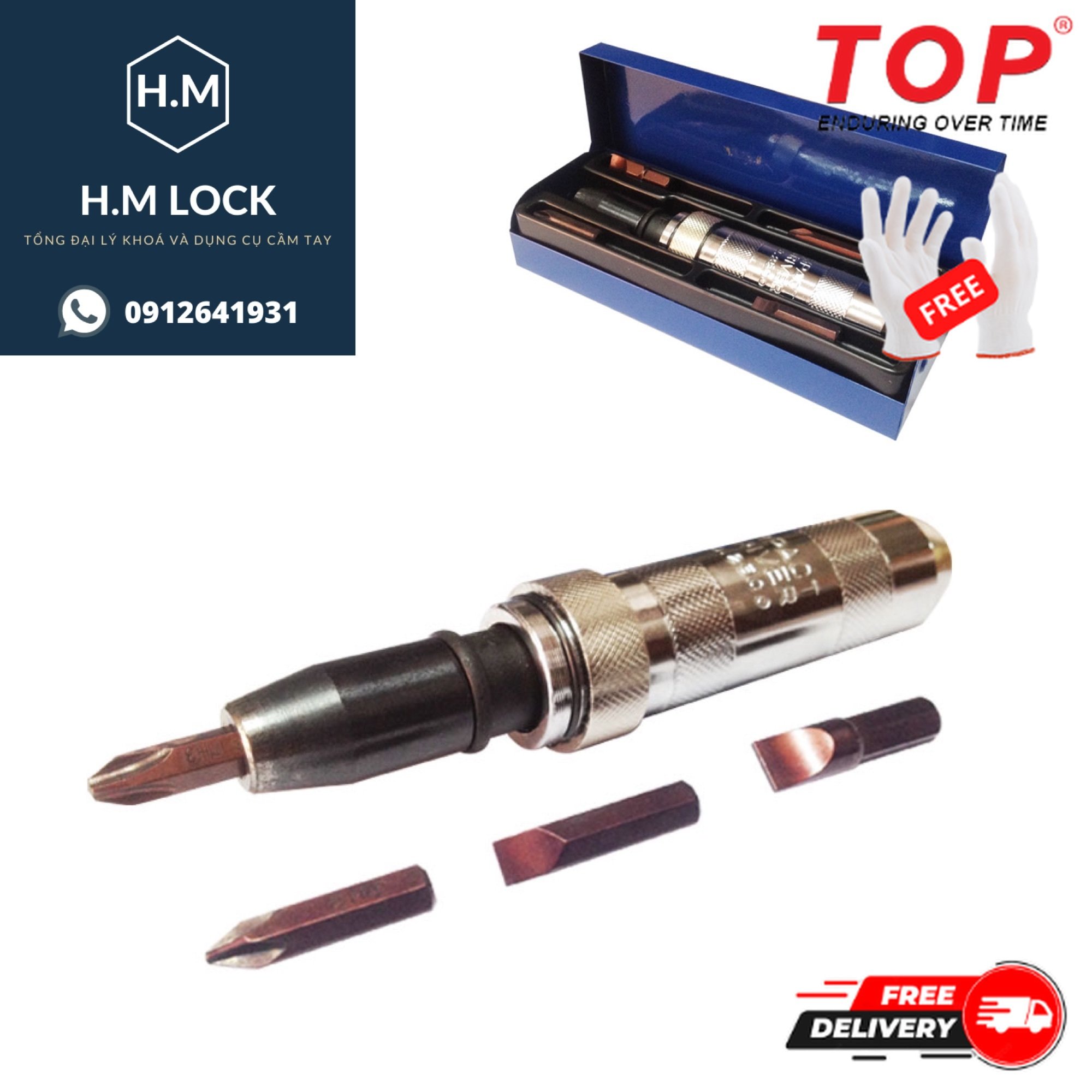 Bộ Tua Vít đóng tự động 4 Mũi TOP - CY-2500-MC - THÉP CR-V CHỊU LỰC CAO - HM LOCK