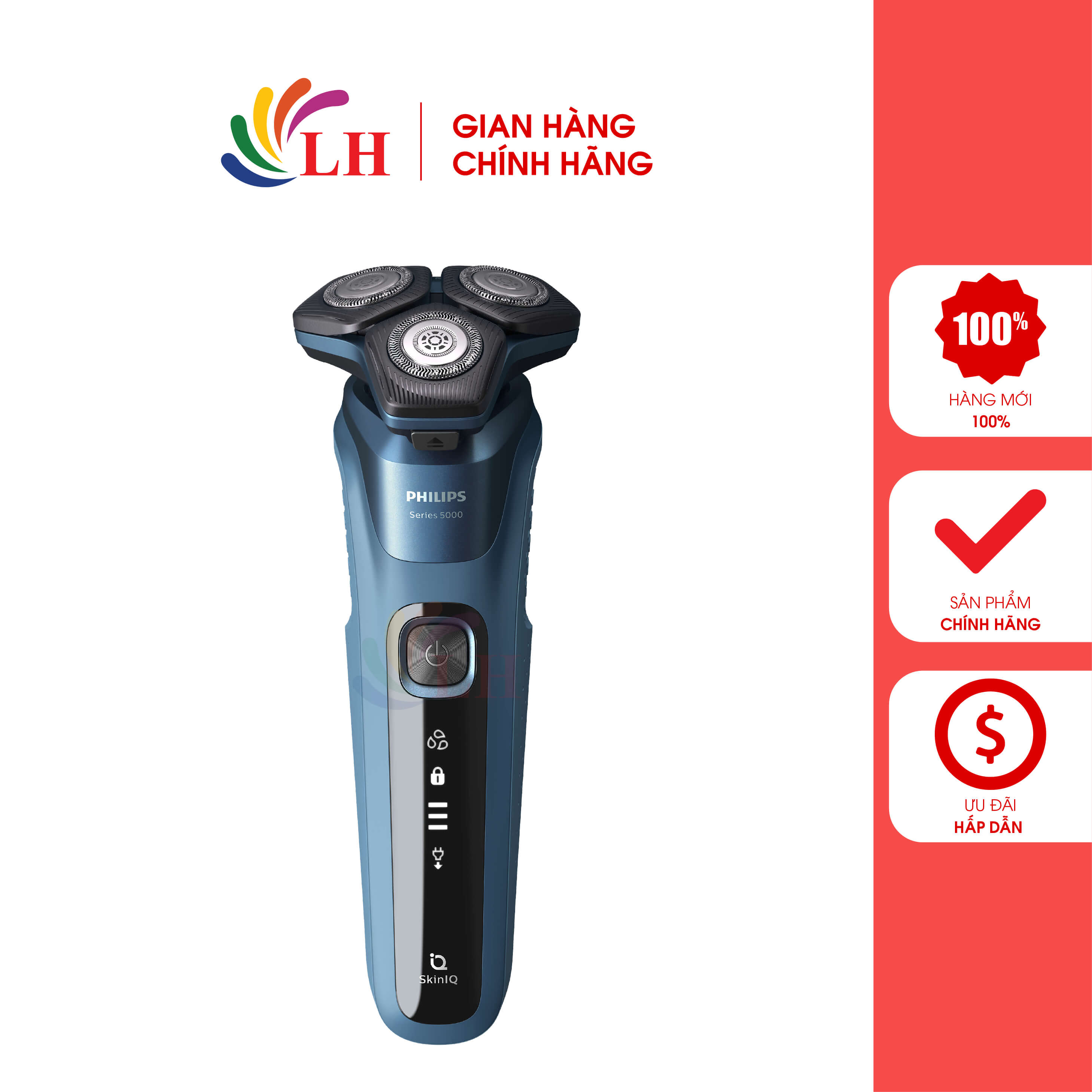 Máy Cạo Râu Philips S5582/20 - Cạo Khô và Ướt, Pin Li-ion, Màu Xanh Tím Than