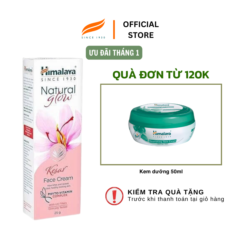 Kem dưỡng sáng da nâng tông chiết xuất nghệ tây Himalaya Natural Glow Saffron Face Cream 25gm