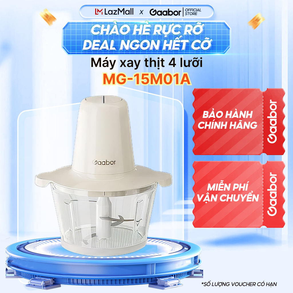 Máy xay thực phẩm 2L đa năng GAABOR MG20M-BE01A /GJ-M30A công suất 300W cối thuỷ tinh chịu lực tốt -