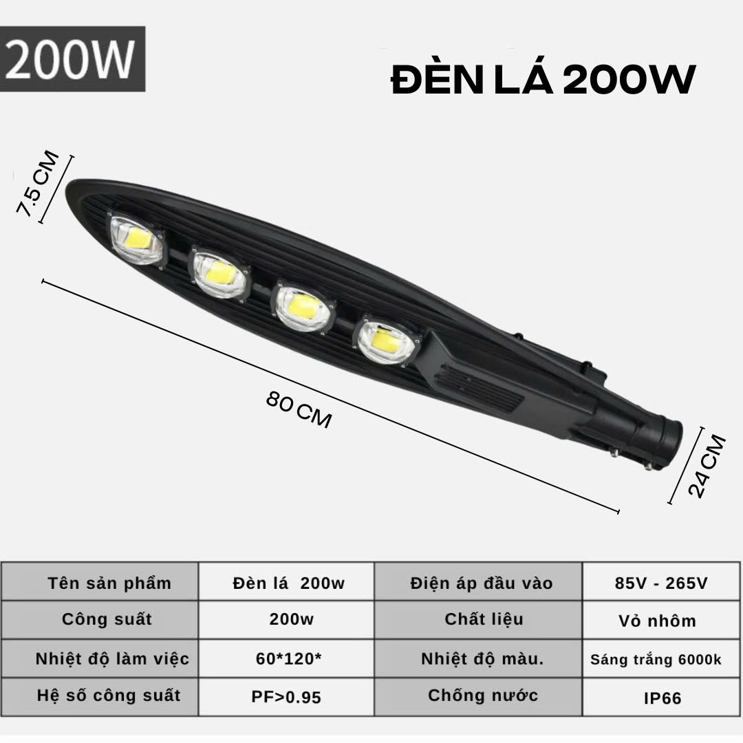 Đèn Đường Hình Chiếc Lá ATH LIGHTING Công Suất 50W 100W 200W SOLAR Miền Nam Loại Đèn Siêu Sáng Bảo Hành 24 Tháng