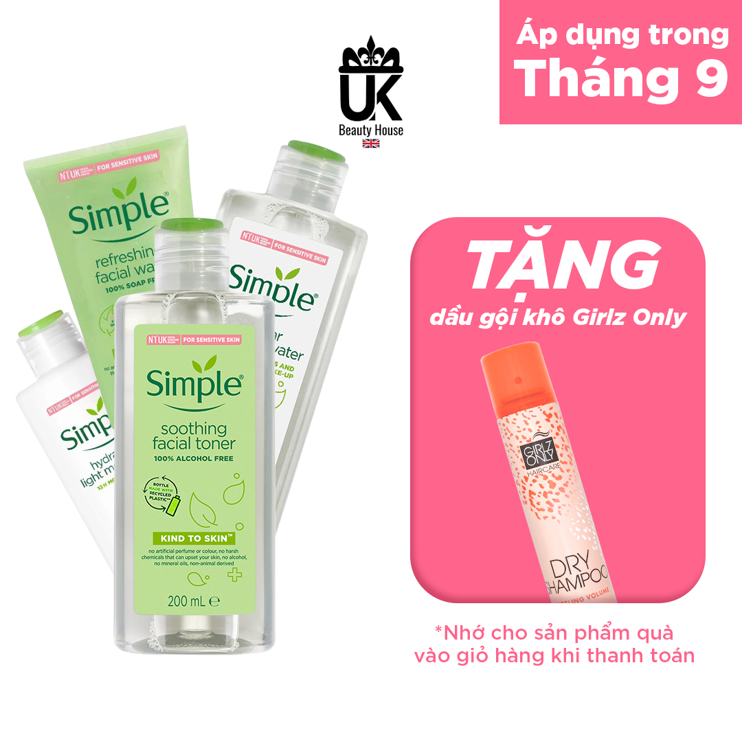 [Hcm]Combo 4 Món Dưỡng Da Trọn Gói Simple: Tẩy Trang+Sữa Rửa Mặt+Toner+Sữa Dưỡng