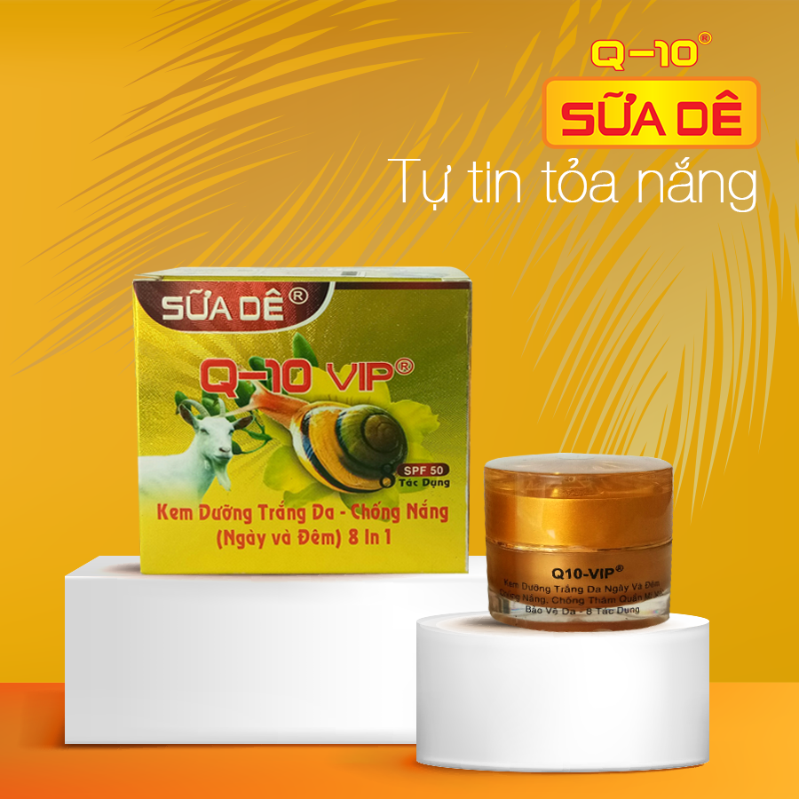 [HCM]Q-10 SỮA DÊ – Kem dưỡng trắng da Chống nắng Chống thâm quầng mí mắt Bảo vệ da 8 in 1 (30g)