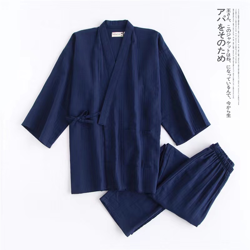 Bộ Đồ Ngủ Nhật Bản Cho Nam Samurai Áo Kimono Cotton Yukata Jinbei Đồ Ngủ Áo Choàng Tắm Mặc Nhà Mặc Thường Ngày Quần Áo Cặp Đôi Tình Nhân