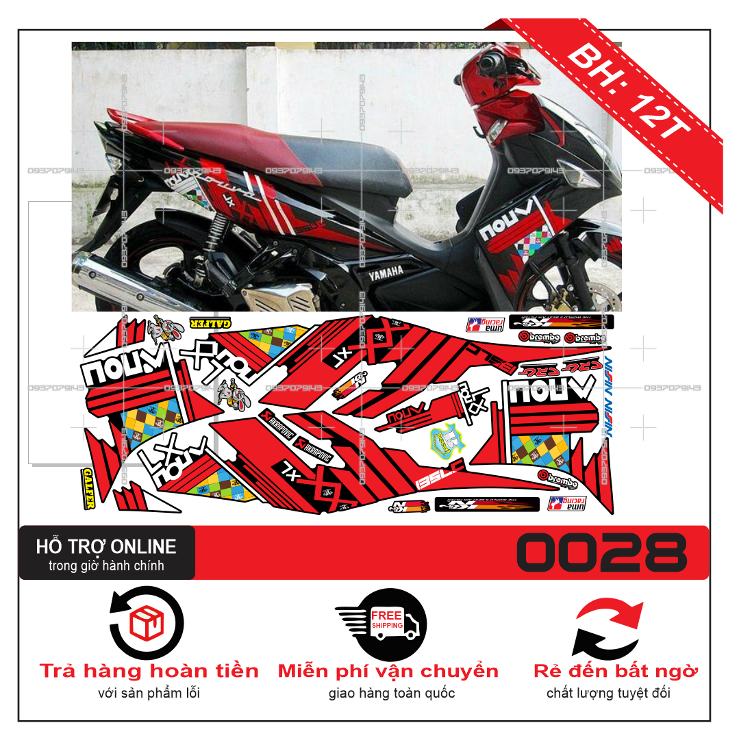 TEM RỜI NOUVO 4 LX ZIN ĐỎ ĐEN