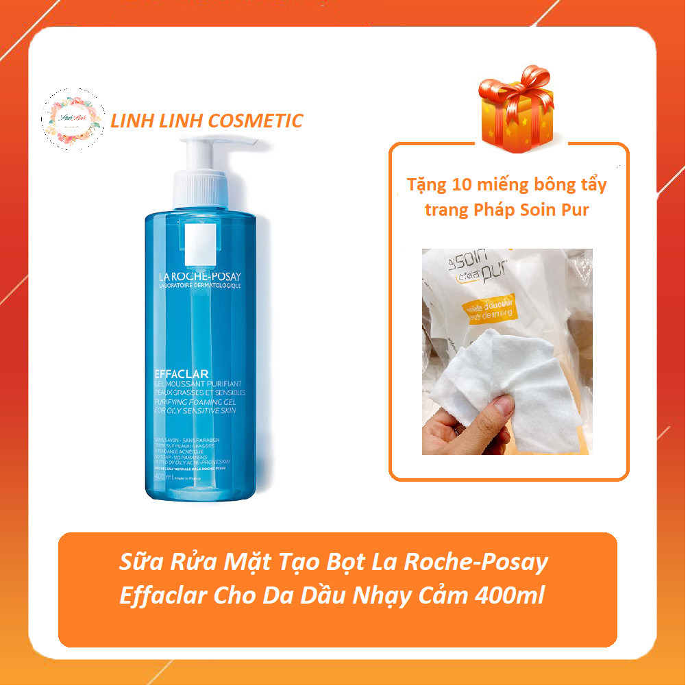 (Tặng Kèm 10 Miếng Bông Tẩy Trang) Sữa Rửa Mặt Cho Da Dầu Mụn La Roche - Posay Effaclar Purifying Foaming Gel Cleanser 400Ml - Linh Linh Cosmetic